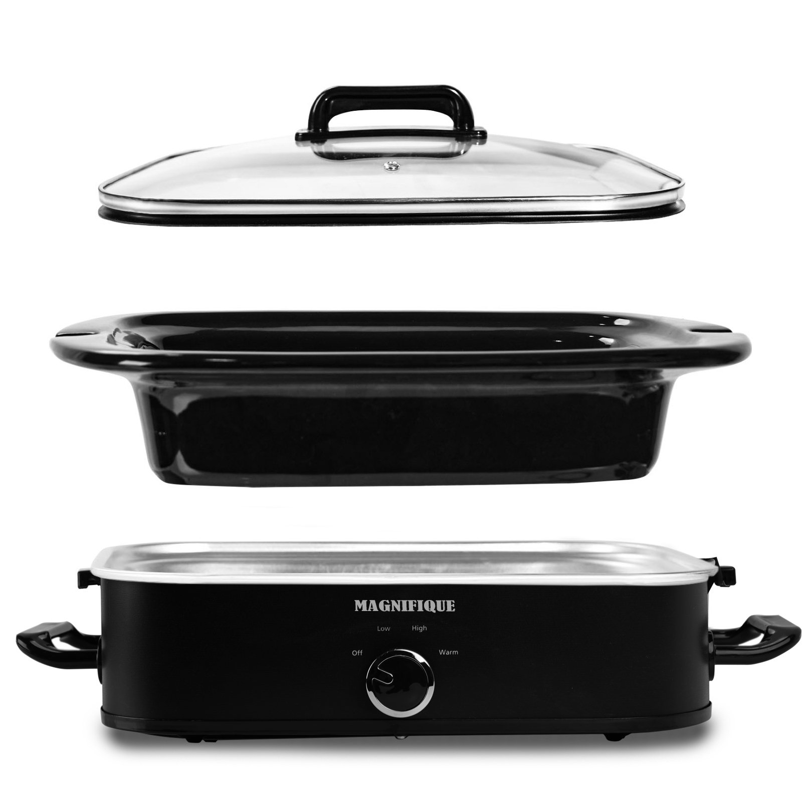 HOMECOOKIN Magnifique 4-Quart Slow Cooker With Casserole Manual Warm Setting,Black